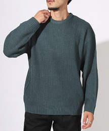 畦編みクルーネックニット