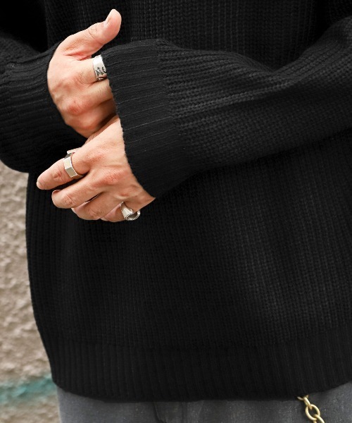 LUXSTYLE（ラグスタイル）の「畦編みクルーネックニット（ニット/セーター・メンズ・ベージュ/ワインレッド/ブルー系その他/グリーン系その他/イエロー系その他/ブルーグレー/ブラック/オレンジ系その他/グレー・L/M）」の11枚目の写真