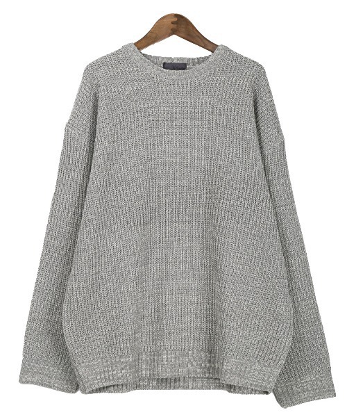 LUXSTYLE（ラグスタイル）の「畦編みクルーネックニット（ニット/セーター・メンズ・ベージュ/ワインレッド/ブルー系その他/グリーン系その他/イエロー系その他/ブルーグレー/ブラック/オレンジ系その他/グレー・L/M）」の13枚目の写真