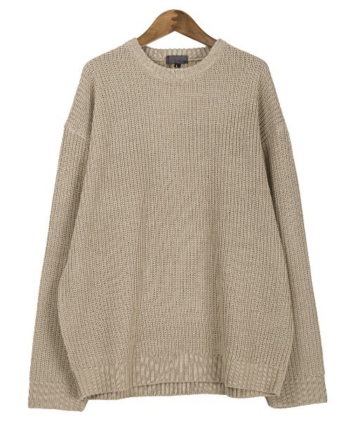 LUXSTYLE（ラグスタイル）の「畦編みクルーネックニット（ニット/セーター・メンズ・ベージュ/ワインレッド/ブルー系その他/グリーン系その他/イエロー系その他/ブルーグレー/ブラック/オレンジ系その他/グレー・L/M）」の14枚目の写真