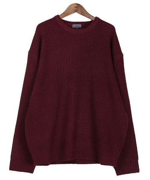 LUXSTYLE（ラグスタイル）の「畦編みクルーネックニット（ニット/セーター・メンズ・ベージュ/ワインレッド/ブルー系その他/グリーン系その他/イエロー系その他/ブルーグレー/ブラック/オレンジ系その他/グレー・L/M）」の16枚目の写真