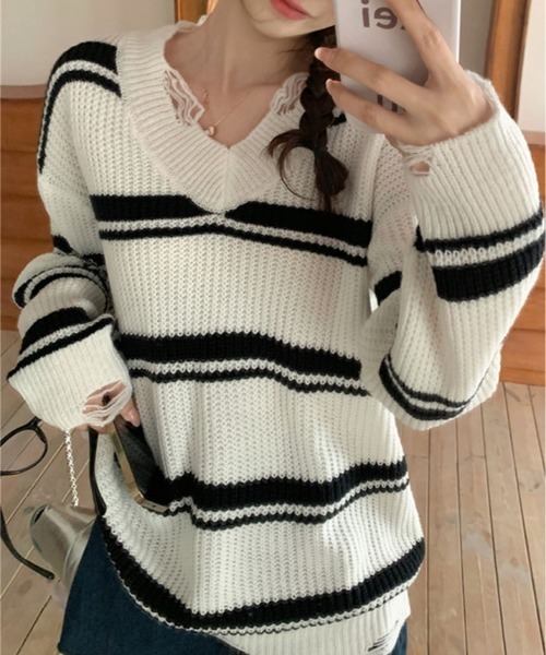 新品未使用24FW archivio キラキラロゴ入りモノトーンセーター 38号 PAGEBOY ニット セーター キラキラオフショルニット レディース