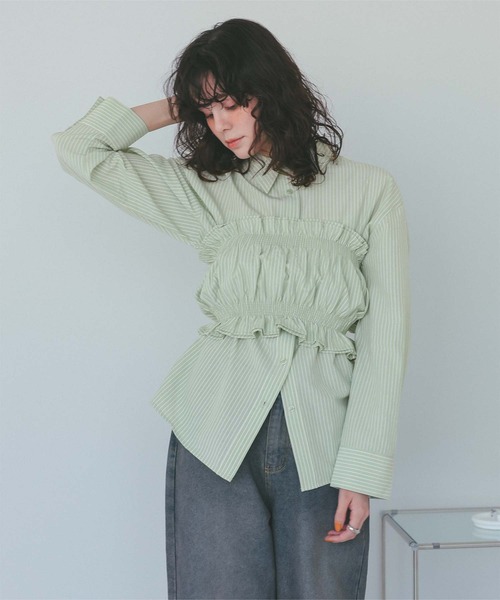 titivate（ティティベイト）の「サッカーストライプシャーリングビスチェ（チューブトップ・レディース・ブラック/ホワイト/ブルー系その他/グリーン系その他・FREE）」の7枚目の写真