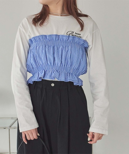 titivate（ティティベイト）の「サッカーストライプシャーリングビスチェ（チューブトップ・レディース・ブラック/ホワイト/ブルー系その他/グリーン系その他・FREE）」の17枚目の写真