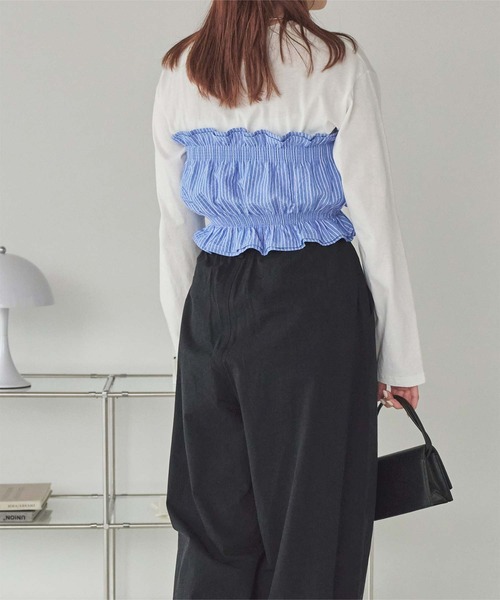 titivate（ティティベイト）の「サッカーストライプシャーリングビスチェ（チューブトップ・レディース・ブラック/ホワイト/ブルー系その他/グリーン系その他・FREE）」の19枚目の写真