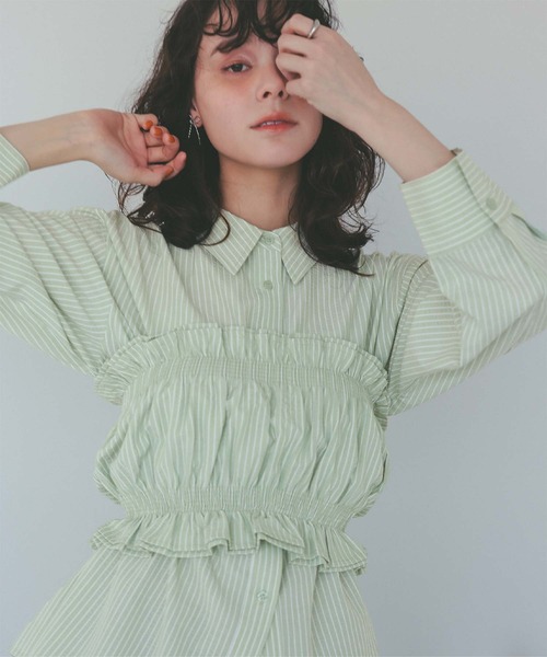 titivate（ティティベイト）の「サッカーストライプシャーリングビスチェ（チューブトップ・レディース・ブラック/ホワイト/ブルー系その他/グリーン系その他・FREE）」の11枚目の写真