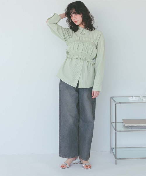 titivate（ティティベイト）の「サッカーストライプシャーリングビスチェ（チューブトップ・レディース・ブラック/ホワイト/ブルー系その他/グリーン系その他・FREE）」の12枚目の写真