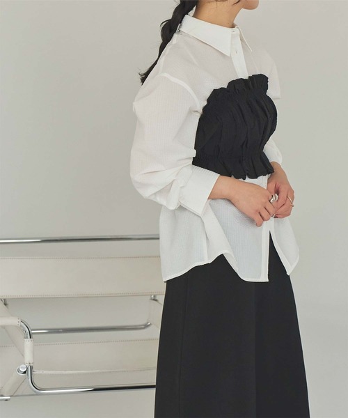 titivate（ティティベイト）の「サッカーストライプシャーリングビスチェ（チューブトップ・レディース・ブラック/ホワイト/ブルー系その他/グリーン系その他・FREE）」の6枚目の写真