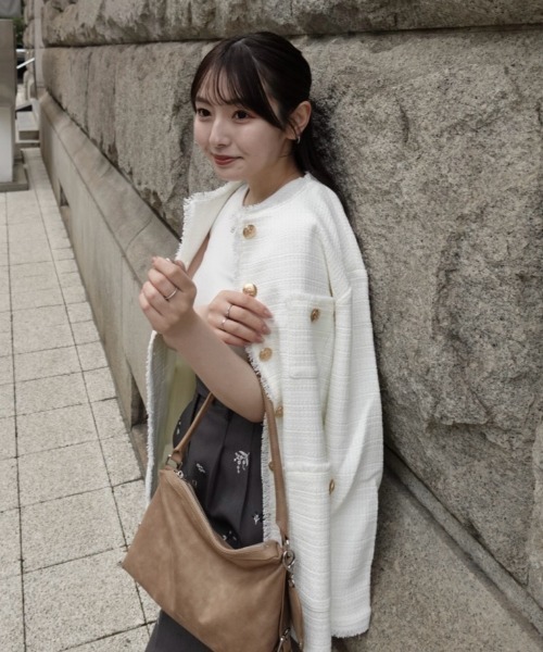 セール】【オケージョン対応 / セレモニー対応】ノーカラー ツイード