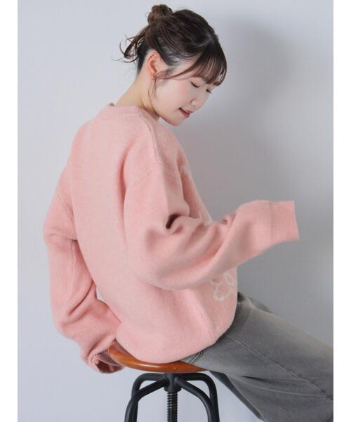 ehka sopo（エヘカソポ）の「らくがきロゴニット（ニット/セーター・レディース・ブルー/ピンク/オフホワイト/グレー・F）」の10枚目の写真