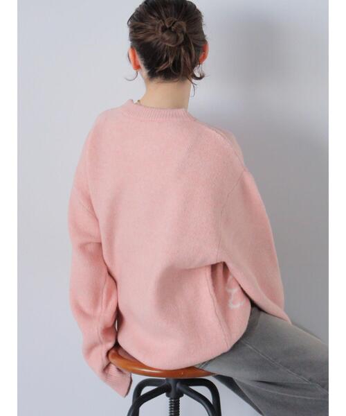 ehka sopo（エヘカソポ）の「らくがきロゴニット（ニット/セーター・レディース・ブルー/ピンク/オフホワイト/グレー・F）」の9枚目の写真