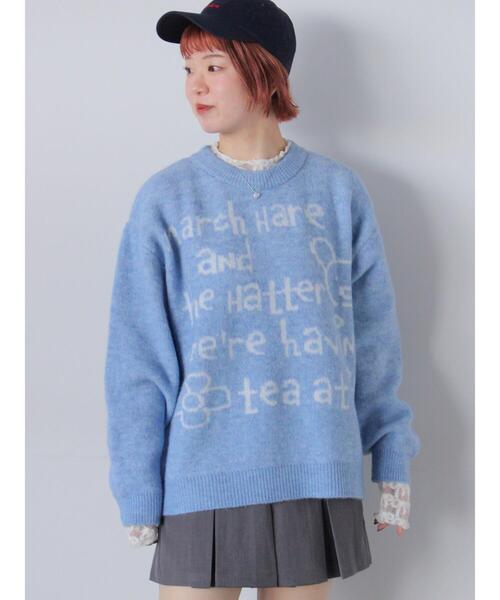 ehka sopo（エヘカソポ）の「らくがきロゴニット（ニット/セーター・レディース・ブルー/ピンク/オフホワイト/グレー・F）」の20枚目の写真