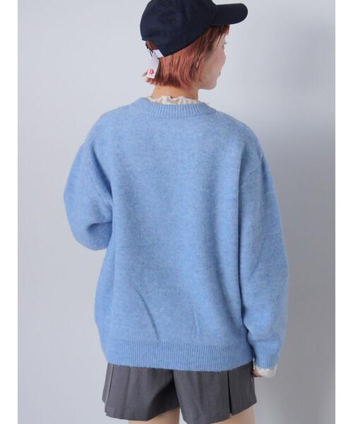 ehka sopo（エヘカソポ）の「らくがきロゴニット（ニット/セーター・レディース・ブルー/ピンク/オフホワイト/グレー・F）」の18枚目の写真