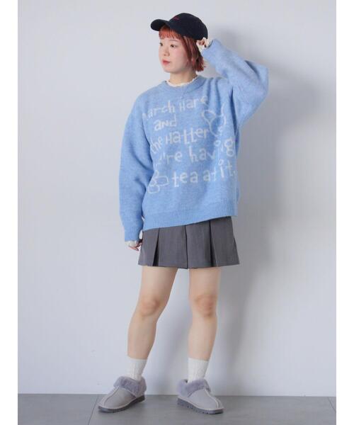 ehka sopo（エヘカソポ）の「らくがきロゴニット（ニット/セーター・レディース・ブルー/ピンク/オフホワイト/グレー・F）」の16枚目の写真