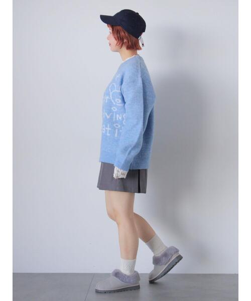 ehka sopo（エヘカソポ）の「らくがきロゴニット（ニット/セーター・レディース・ブルー/ピンク/オフホワイト/グレー・F）」の15枚目の写真