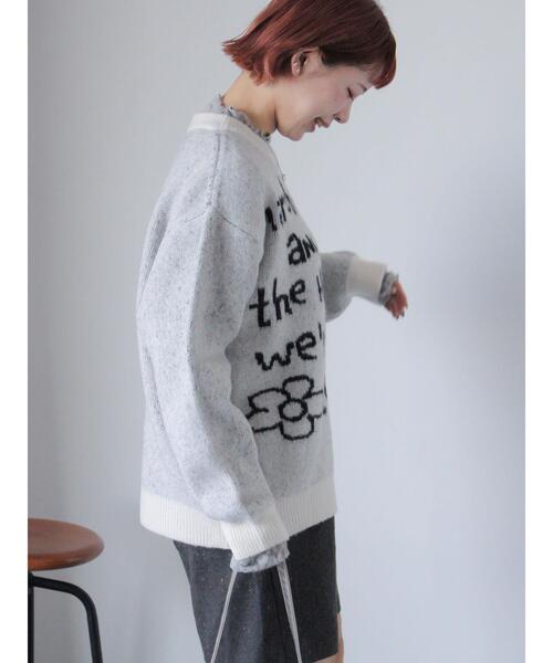 ehka sopo（エヘカソポ）の「らくがきロゴニット（ニット/セーター・レディース・ブルー/ピンク/オフホワイト/グレー・F）」の5枚目の写真