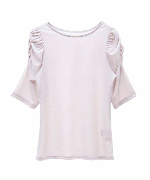 31 Sons de mode（トランテアン　ソン　ドゥ　モード）の「ギャザーラメトップス（Tシャツ/カットソー・レディース・ブラック/ピンク/ライトグレー・フリー）」の3枚目の写真