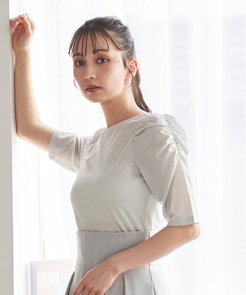 31 Sons de mode（トランテアン　ソン　ドゥ　モード）の「ギャザーラメトップス（Tシャツ/カットソー・レディース・ブラック/ピンク/ライトグレー・フリー）」の13枚目の写真