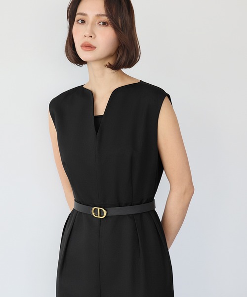 セール】タック入りVネックオールインワン（つなぎ