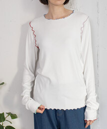 POU DOU DOU | マルチカラーメローリブトップス(Tシャツ/カットソー)