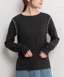 POU DOU DOU | マルチカラーメローリブトップス(Tシャツ/カットソー)