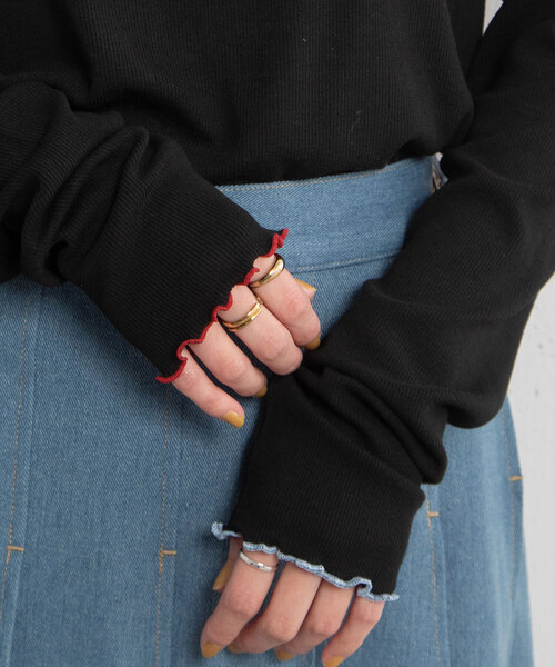 POU DOU DOU（プードゥドゥ）の「マルチカラーメローリブトップス（Tシャツ/カットソー・レディース・ライトイエロー/ブラック/オフホワイト/ラベンダー・M）」の15枚目の写真