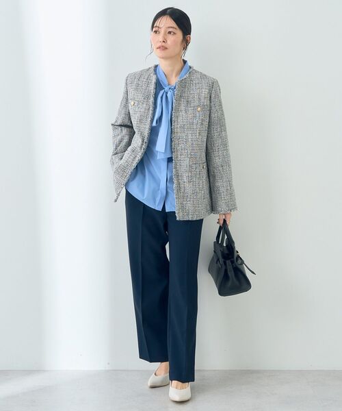 YECCA VECCA（イェッカヴェッカ）の「金釦ツイードジャケット（ノーカラージャケット・レディース・ネイビー/その他6・L/M）」の13枚目の写真