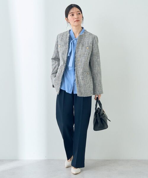 YECCA VECCA（イェッカヴェッカ）の「金釦ツイードジャケット（ノーカラージャケット・レディース・ネイビー/その他6・L/M）」の14枚目の写真