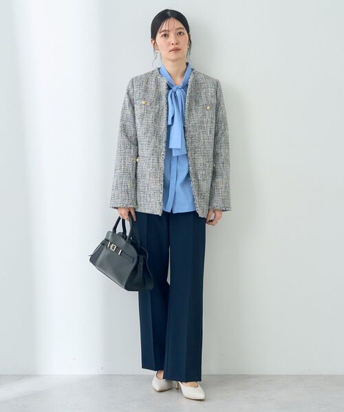 YECCA VECCA（イェッカヴェッカ）の「金釦ツイードジャケット（ノーカラージャケット・レディース・ネイビー/その他6・L/M）」の15枚目の写真