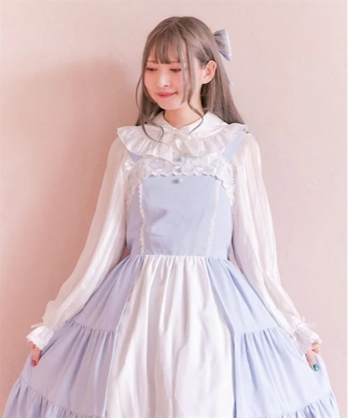 axes femme kawaii（アクシーズファムカワイイ）の「ストライプシアーブラウス（シャツ/ブラウス・レディース・ホワイト/ブラック/ピンク・MEDIUM）」の2枚目の写真