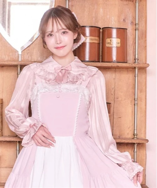 axes femme kawaii（アクシーズファムカワイイ）の「ストライプシアーブラウス（シャツ/ブラウス・レディース・ホワイト/ブラック/ピンク・MEDIUM）」の3枚目の写真