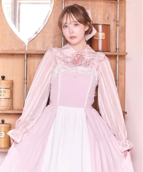 axes femme kawaii（アクシーズファムカワイイ）の「ストライプシアーブラウス（シャツ/ブラウス・レディース・ホワイト/ブラック/ピンク・MEDIUM）」の4枚目の写真