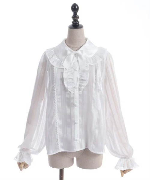 axes femme kawaii（アクシーズファムカワイイ）の「ストライプシアーブラウス（シャツ/ブラウス・レディース・ホワイト/ブラック/ピンク・MEDIUM）」の7枚目の写真