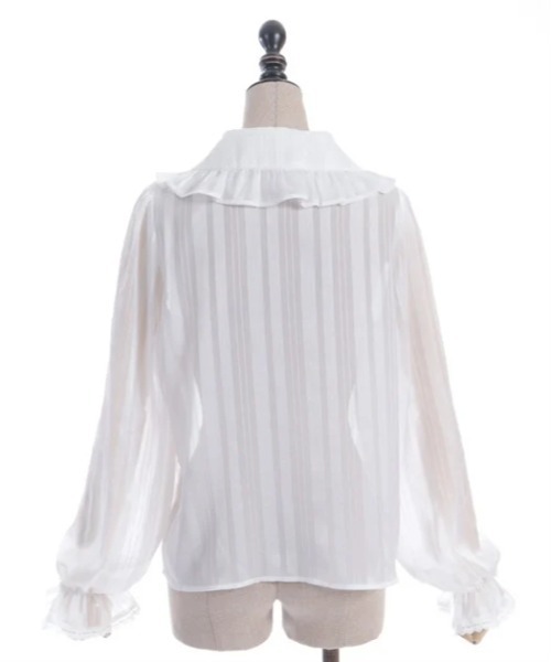 axes femme kawaii（アクシーズファムカワイイ）の「ストライプシアーブラウス（シャツ/ブラウス・レディース・ホワイト/ブラック/ピンク・MEDIUM）」の9枚目の写真