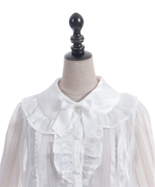 axes femme kawaii（アクシーズファムカワイイ）の「ストライプシアーブラウス（シャツ/ブラウス・レディース・ホワイト/ブラック/ピンク・MEDIUM）」の10枚目の写真