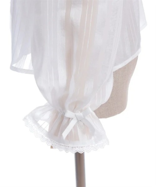 axes femme kawaii（アクシーズファムカワイイ）の「ストライプシアーブラウス（シャツ/ブラウス・レディース・ホワイト/ブラック/ピンク・MEDIUM）」の13枚目の写真