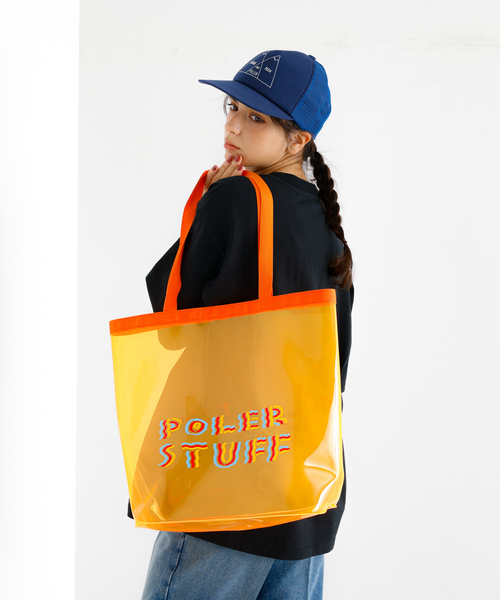POLeR(ポーラー)の「【POLeR/ポーラー】PVC POOL BAG/マルチプールバッグ/ユニセックス(トートバッグ・メンズ・オレンジ/クリア/ブラック・フリー)」の3枚目の写真