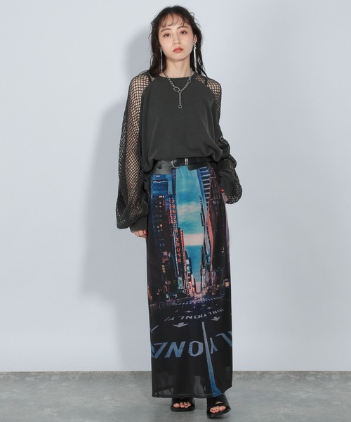 HARE（ハレ）の「city photoナロースカート(HARE)（スカート・レディース・ブラック/マルチ・FREE）」の15枚目の写真