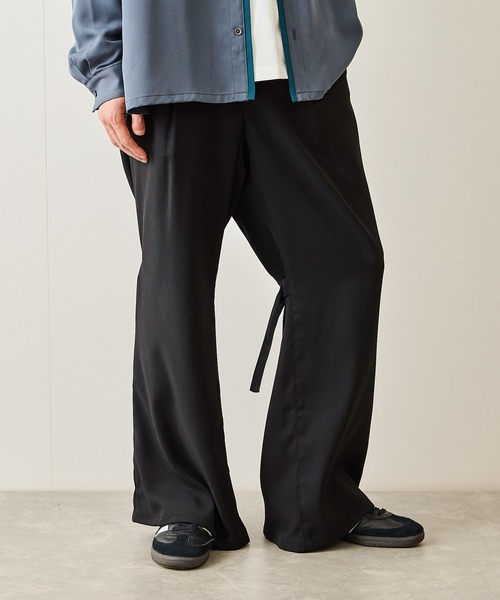 JUNRED（ジュンレッド）の「ニーベルテッドワイドフレアパンツ（スラックス・メンズ・ブラック/チャコールグレー・S/M/L）」の8枚目の写真