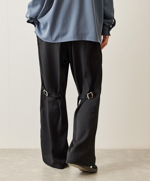 JUNRED（ジュンレッド）の「ニーベルテッドワイドフレアパンツ（スラックス・メンズ・ブラック/チャコールグレー・S/M/L）」の6枚目の写真