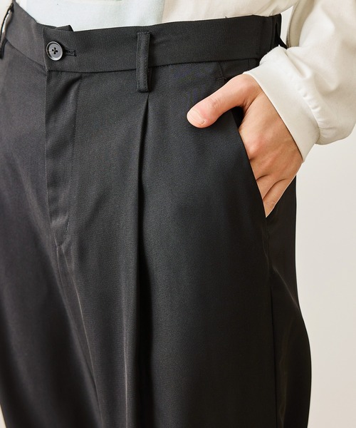 JUNRED（ジュンレッド）の「ニーベルテッドワイドフレアパンツ（スラックス・メンズ・ブラック/チャコールグレー・S/M/L）」の20枚目の写真