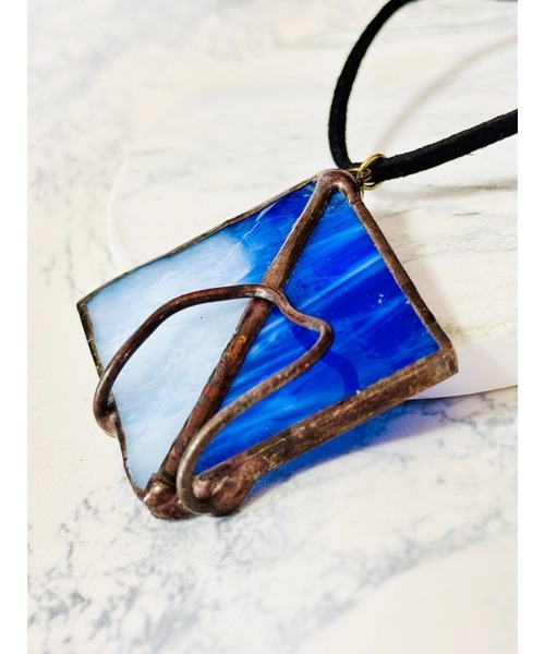 new trad pendant】ステンドグラス&銅ワイヤーArtペンダント(MA