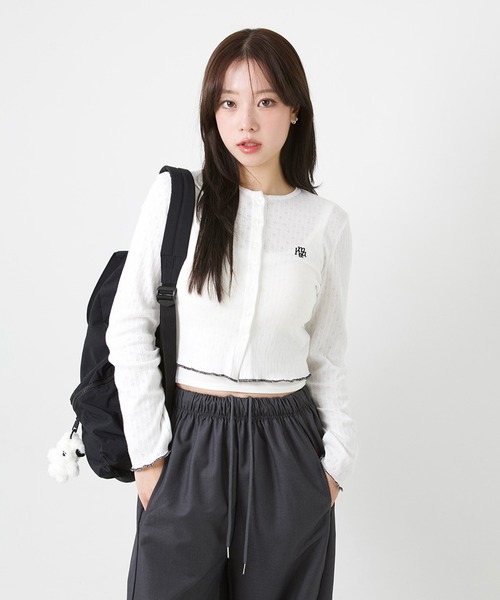 カーディガン A'GEM/9 × .kom 「muah muah/ムーアムーア」 STITCH LOGO JACQUARD KNIT CARDIGAN A'GEM/9 × .kom 『muah muah/ムーアムーア』 STITCH LOGO