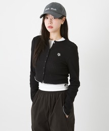 muahmuah（ムーアムーア）の「A'GEM/9 × .kom 『muah muah/ムーアムーア』 STITCH LOGO JACQUARD KNIT CARDIGAN/ステッチロゴ ジャガードニット カーディガン（カーディガン/ボレロ）」