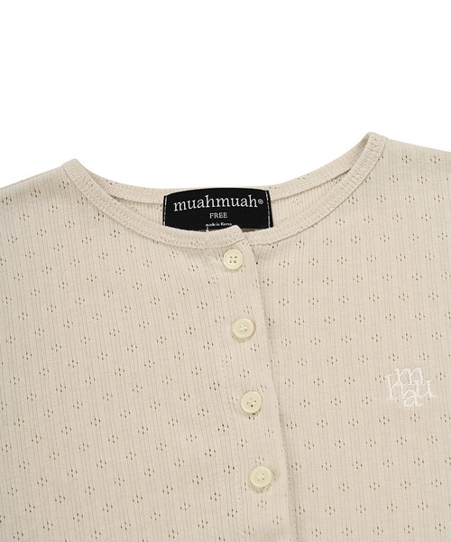 muahmuah(ムーアムーア)の「A'GEM/9 × .kom 『muah muah/ムーアムーア』 STITCH LOGO JACQUARD KNIT CARDIGAN/ステッチロゴ ジャガードニット カーディガン(カーディガン/ボレロ・レディース・ベージュ/ホワイト/ブラック・FREE)」の20枚目の写真