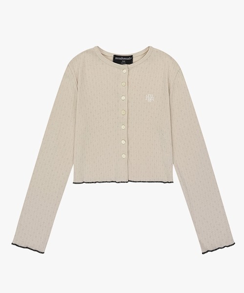 muahmuah(ムーアムーア)の「A'GEM/9 × .kom 『muah muah/ムーアムーア』 STITCH LOGO JACQUARD KNIT CARDIGAN/ステッチロゴ ジャガードニット カーディガン(カーディガン/ボレロ・レディース・ベージュ/ホワイト/ブラック・FREE)」の19枚目の写真