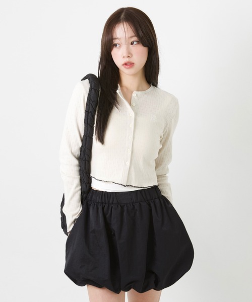 muahmuah(ムーアムーア)の「A'GEM/9 × .kom 『muah muah/ムーアムーア』 STITCH LOGO JACQUARD KNIT CARDIGAN/ステッチロゴ ジャガードニット カーディガン(カーディガン/ボレロ・レディース・ベージュ/ホワイト/ブラック・FREE)」の12枚目の写真