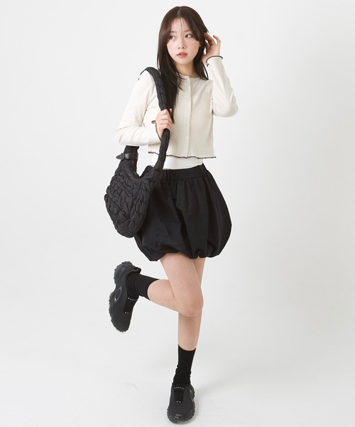 muahmuah(ムーアムーア)の「A'GEM/9 × .kom 『muah muah/ムーアムーア』 STITCH LOGO JACQUARD KNIT CARDIGAN/ステッチロゴ ジャガードニット カーディガン(カーディガン/ボレロ・レディース・ベージュ/ホワイト/ブラック・FREE)」の14枚目の写真