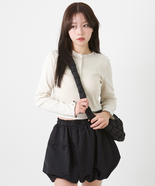 muahmuah(ムーアムーア)の「A'GEM/9 × .kom 『muah muah/ムーアムーア』 STITCH LOGO JACQUARD KNIT CARDIGAN/ステッチロゴ ジャガードニット カーディガン(カーディガン/ボレロ・レディース・ベージュ/ホワイト/ブラック・FREE)」の15枚目の写真