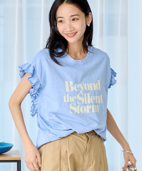 coen(コーエン)の「ピグメントアソートフリルTシャツ(Tシャツ/カットソー・レディース・その他1/コバルトブルー/オフホワイト/ダークグレー/ナチュラル/クリーム・M/L)」の5枚目の写真
